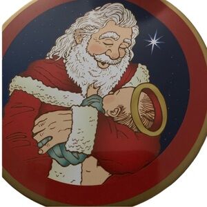 (12) Christmas Metal Tins Santa Holding Baby Jesus